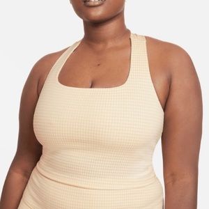 Nike Gingham Yellow Cross Back Cropped Tank Top